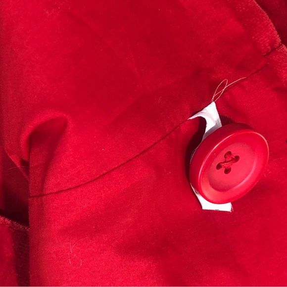 Mossimo Supply Co Red Velvet Cotton Pea Coat Jacket Button Up Womens Large - Picture 7 of 12